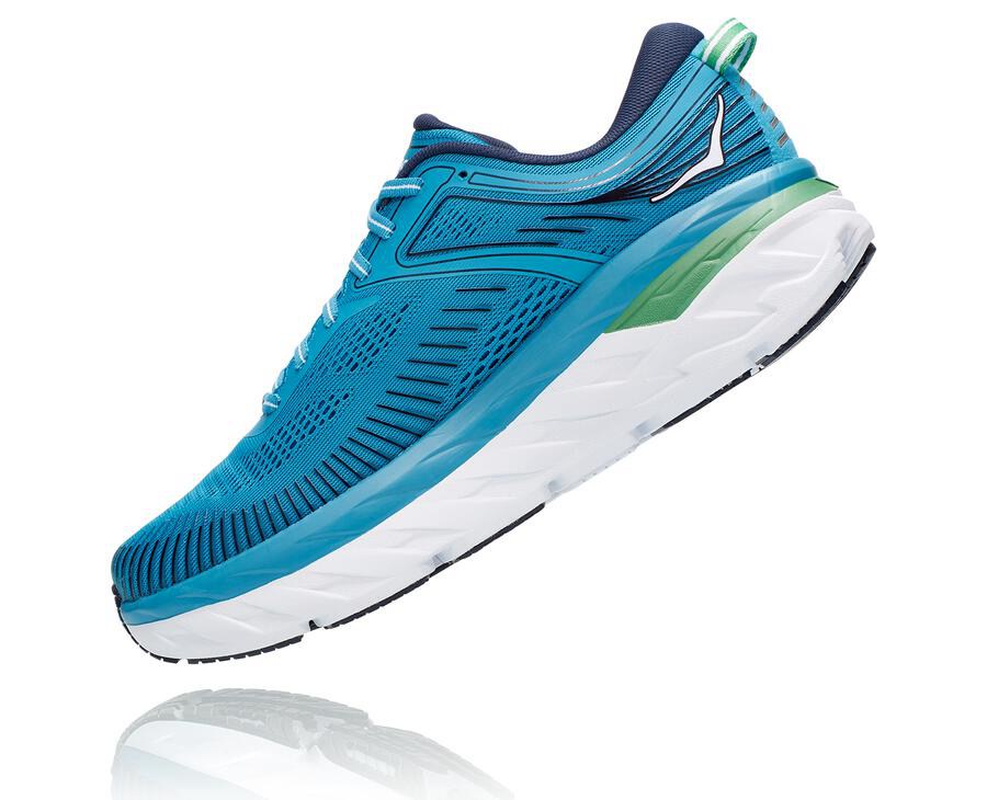 Hoka One One Koşu Ayakkabısı Erkek Mavi/Beyaz - Bondi 7 - RS1078493